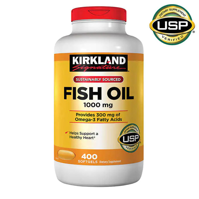 Kirkland Signature Omega-3 Fish Oil 1000 mg 400 softgels – Free Shipping!
