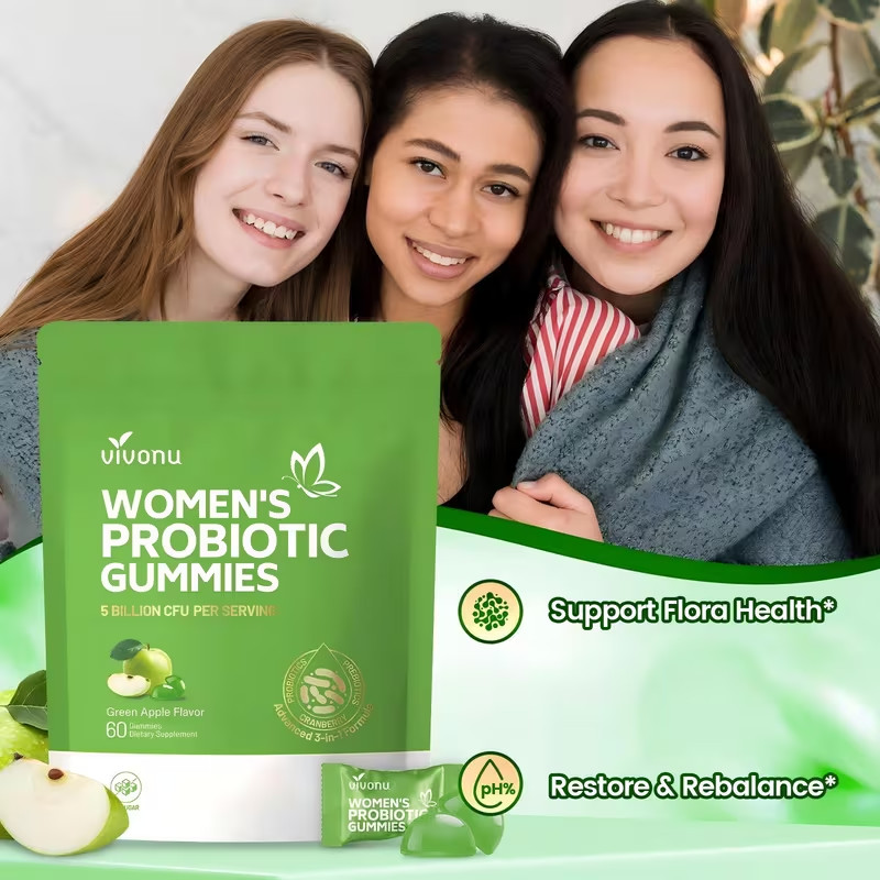 Vaginal Probiotics for Women, Feminine Balance pH Gummies 60ct/1bag Green Apple