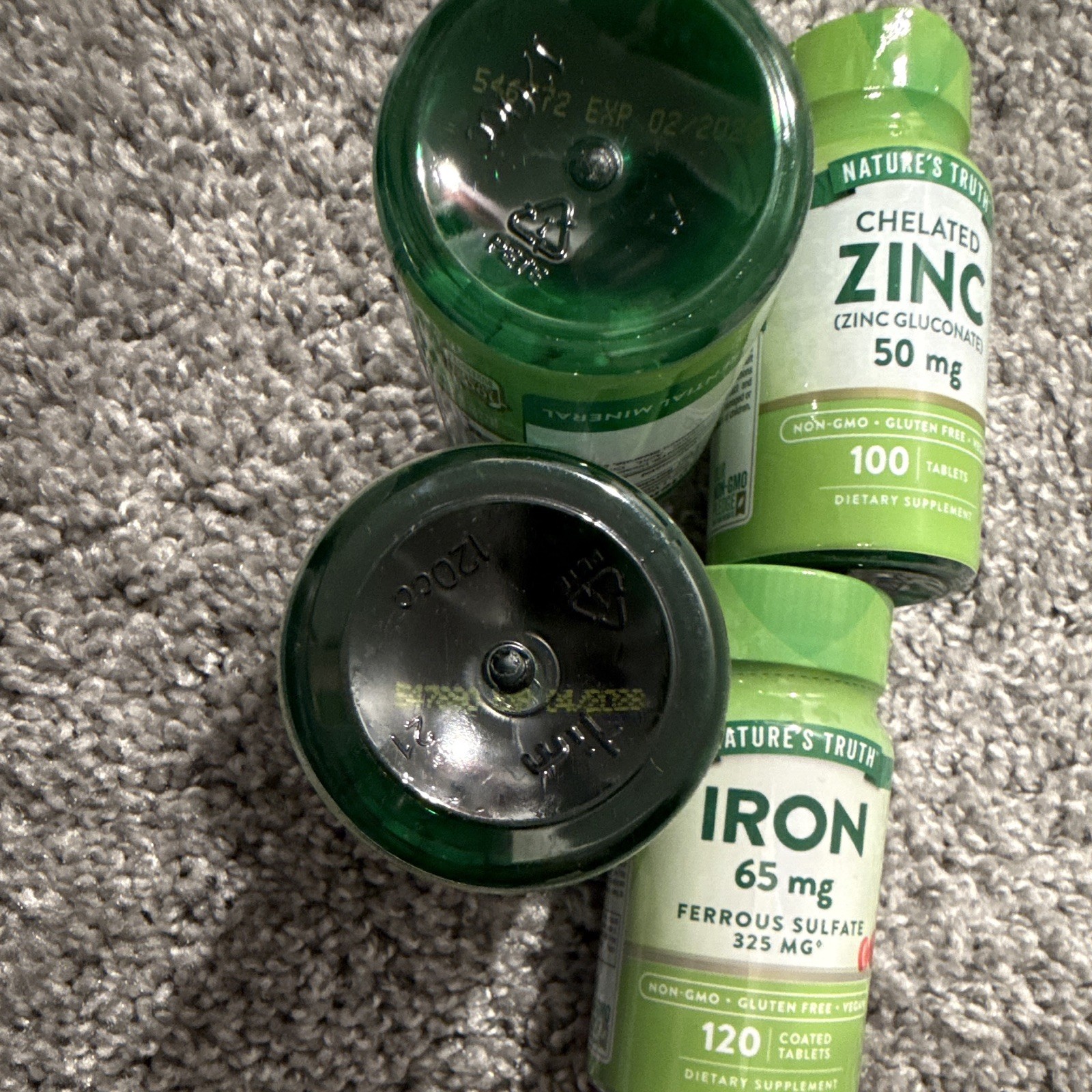 Nature’s Truth Iron 65mg 120 Coated Tablets & Zinc 50mg 100 Tabs Vegan