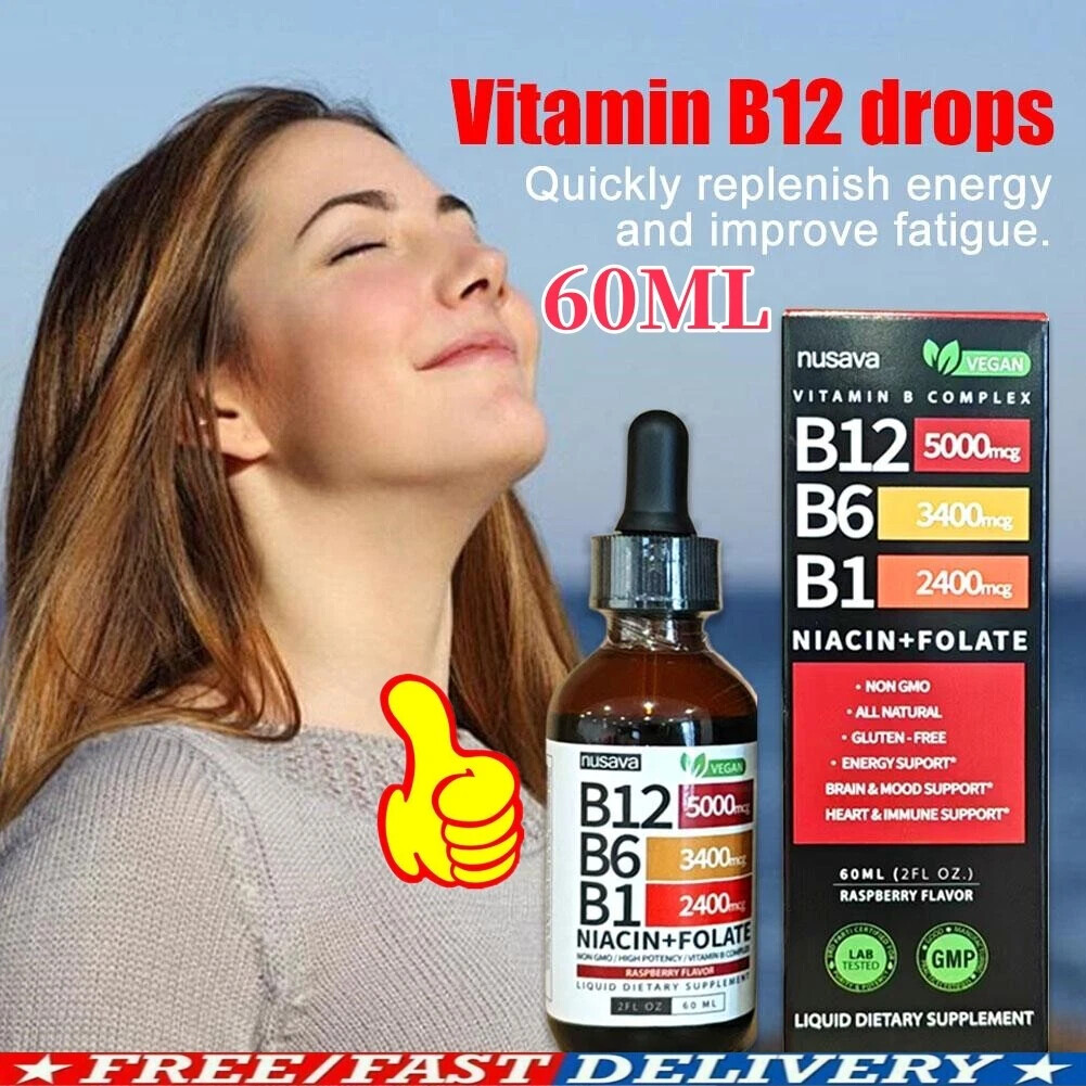 1-5 Liquid Vitamin B12 and B6 bottles Drops, B12 Sublingual Vitamin B Complex