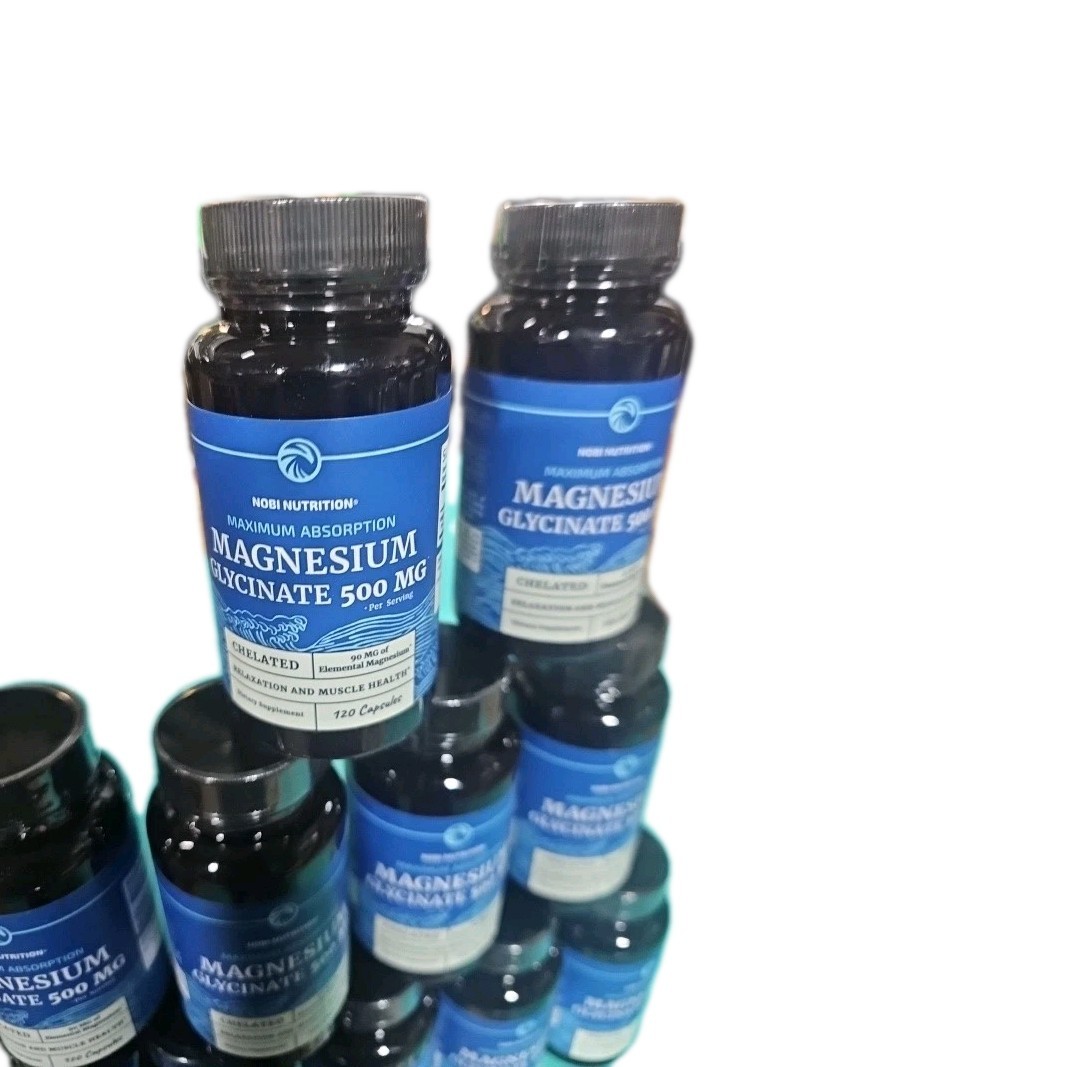12 pack Nobi Nutrition Magnesium Glycinate, Max Absorption, 500mg, exp 9/2027