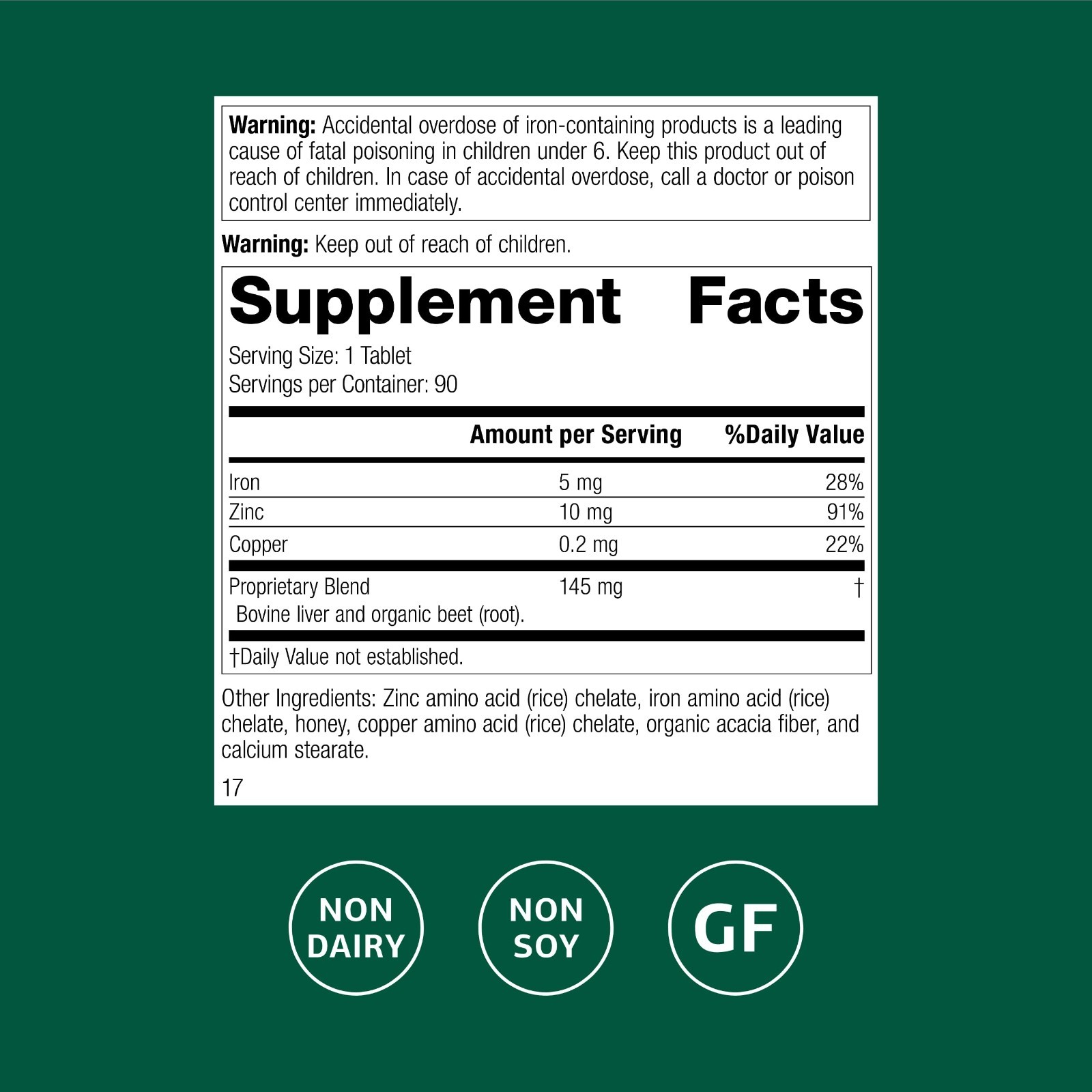 Zinc Complex for Enzyme Function & Immune Support – Gluten-Free, Non-Dairy, 90 T