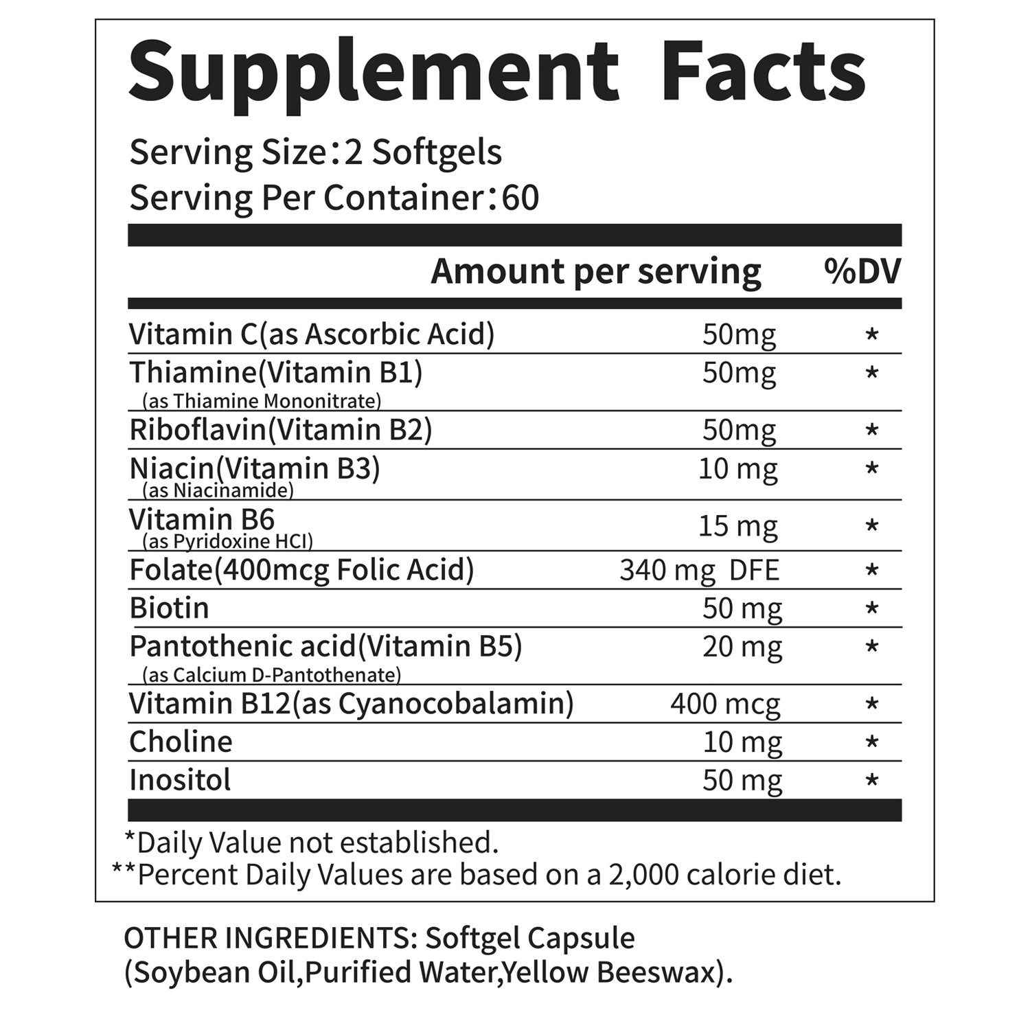 Vitamin B Complex, 120 Capsules With Vitamin C – High Potency | 02/07/2027