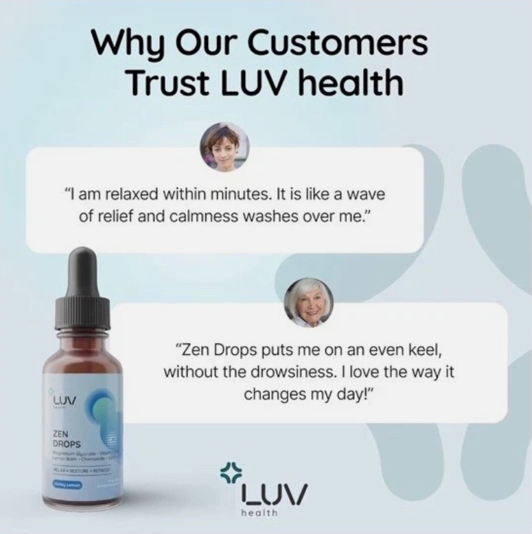 LUV Zen Drops Stress Support with Magnesium Glycinate and Lemon Balm [USA]