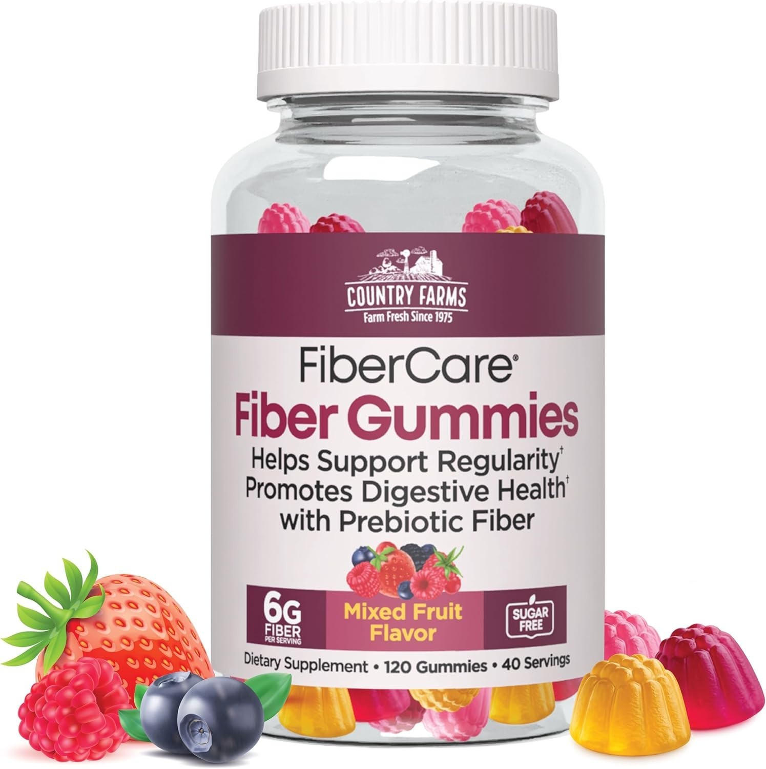 Enhance Gut Health with Fiber Care Gummies – 120 Sugar-Free Mixed Fruit Treats