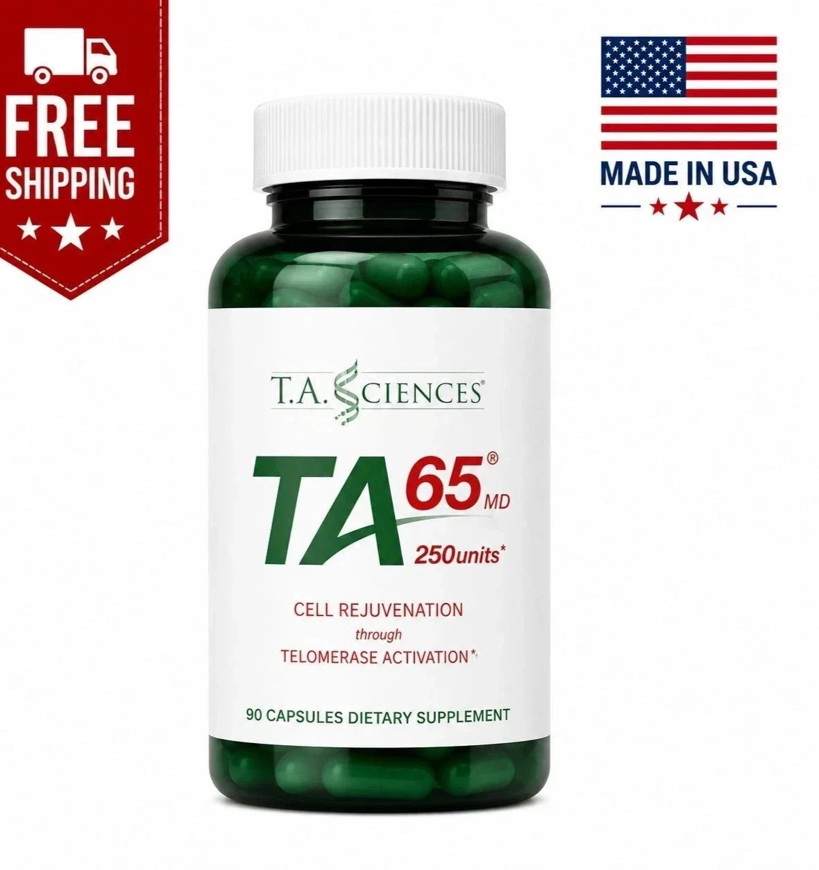 TA-65MD Telomere Health Supplement – 90 Capsules, DNA Repair & Anti-Aging