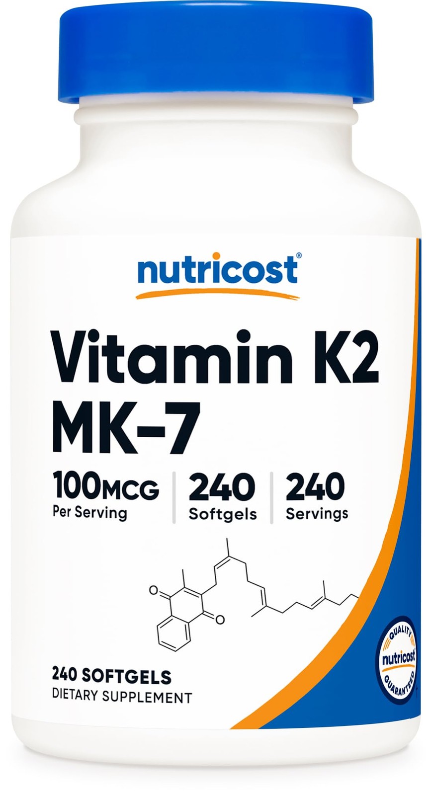 Nutricost Vitamin K2 MK-7 100 mcg, 240 Softgels – 240 Count (Pack of 1)
