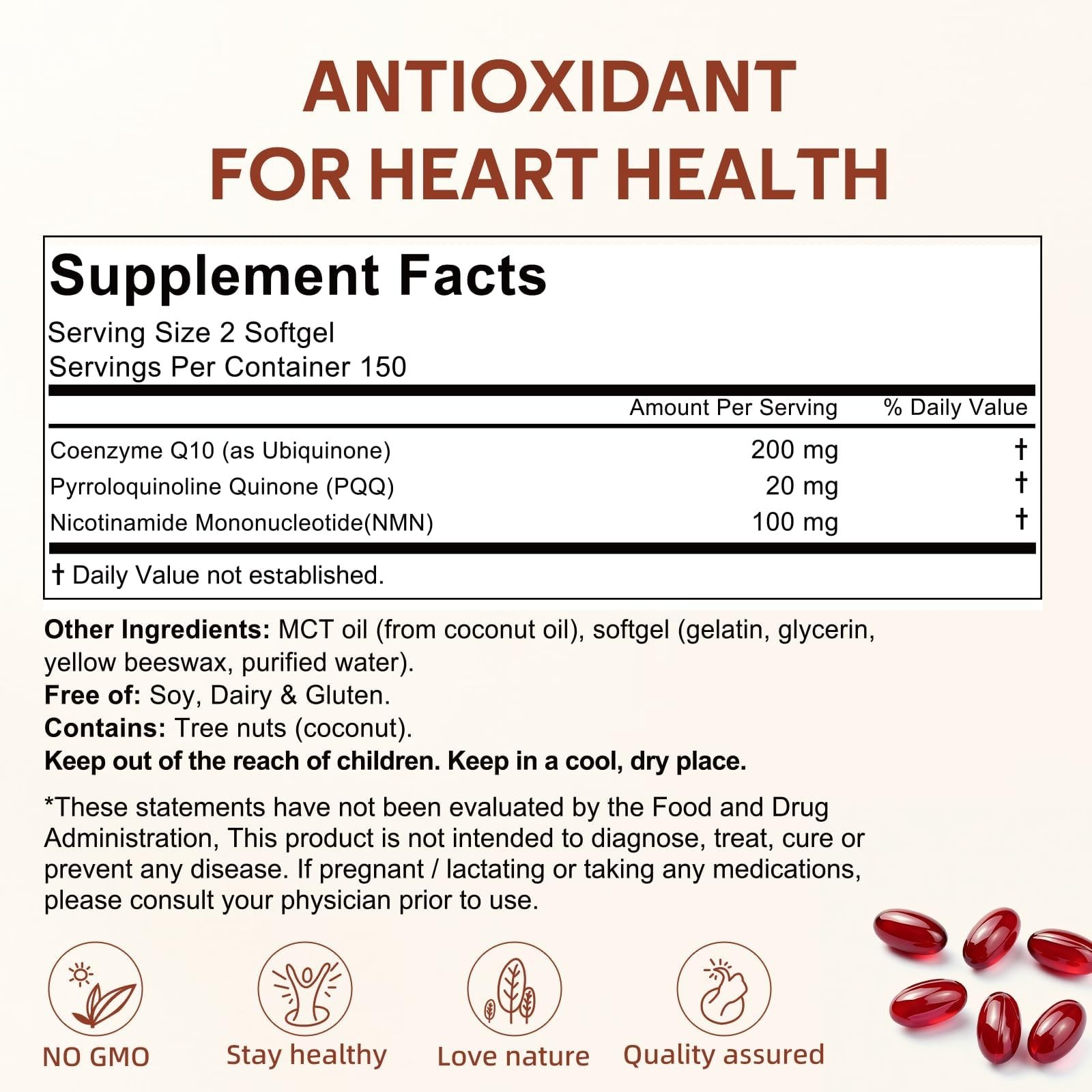 CoQ10 200mg Softgels with Coconut MCT Oil – Antioxidant Heart & Energy Support,