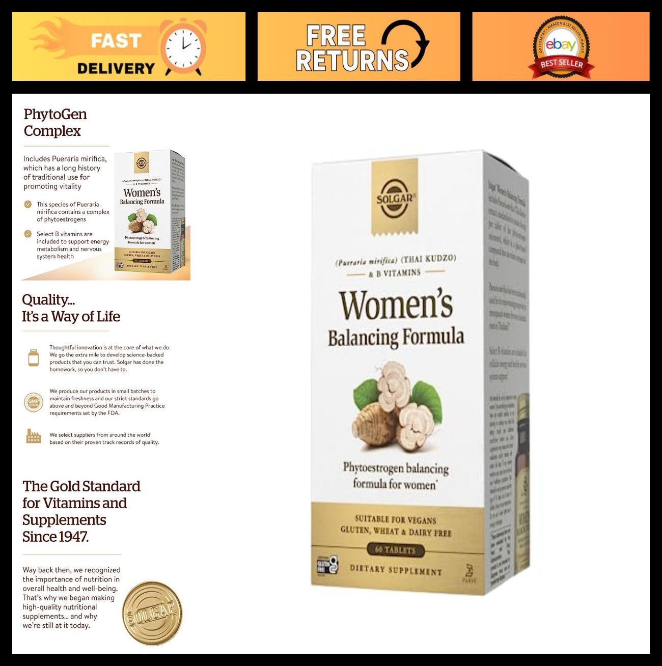 Women’s Phytoestrogen Balancing Formula – 60 Vegan Tablets for Energy & Health