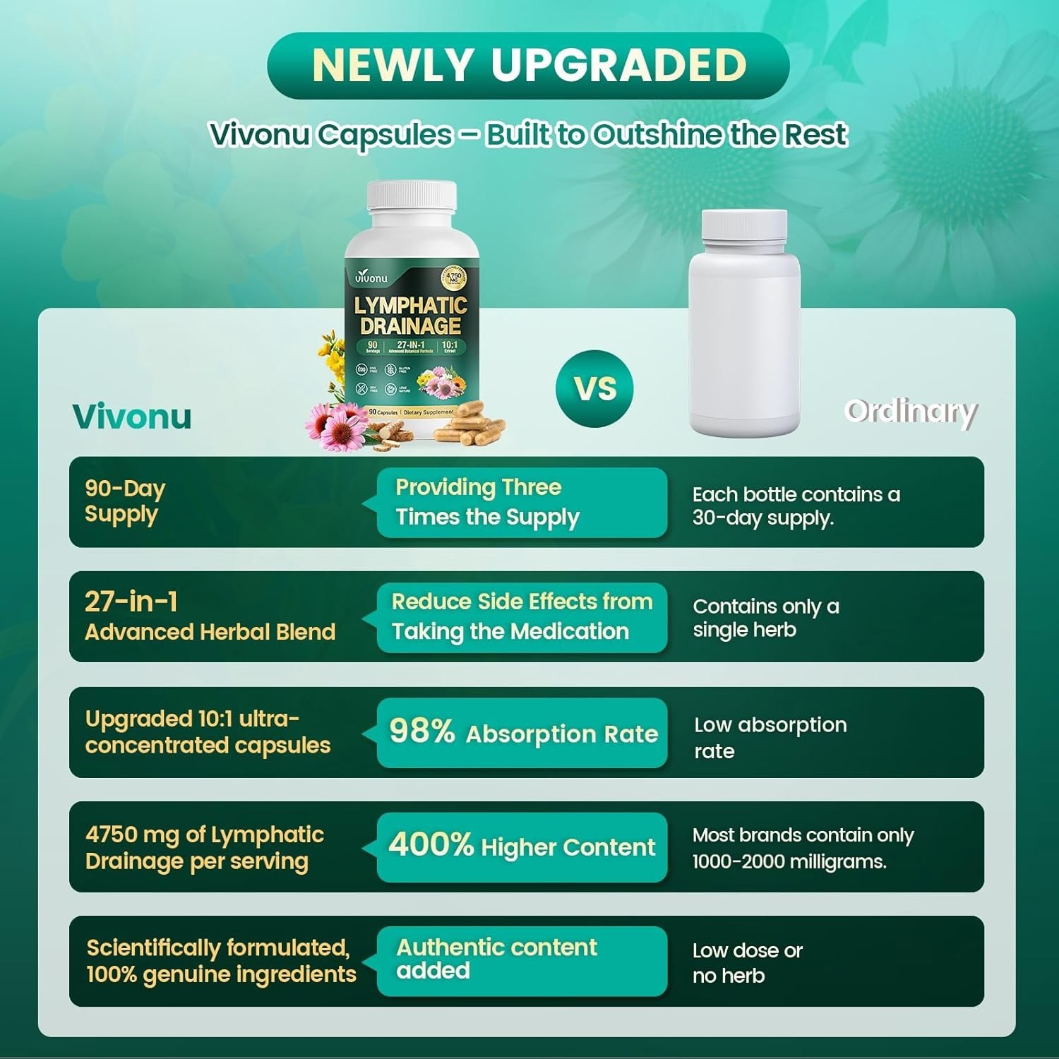 Natural 27-in-1 Lymphatic Support with Mullein & Burdock – High Potency Formula