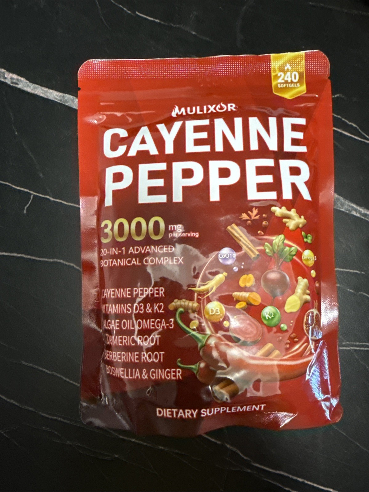 Cayenne Pepper Softgels Supplement – 240 Capsules NEW FREE SHIP