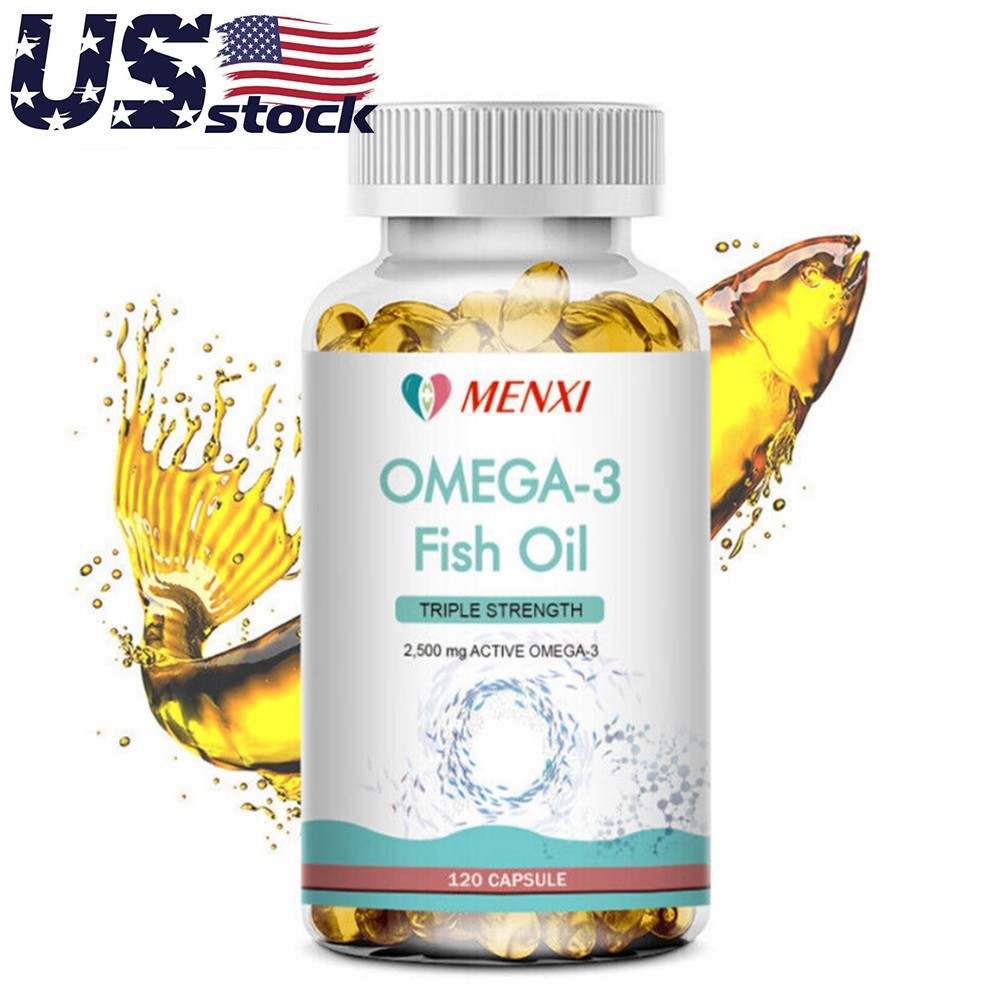 120Pc Omega 3 Fish Oil Capsules 3x Strength 3600mg EPA & DHA,Highest Potency