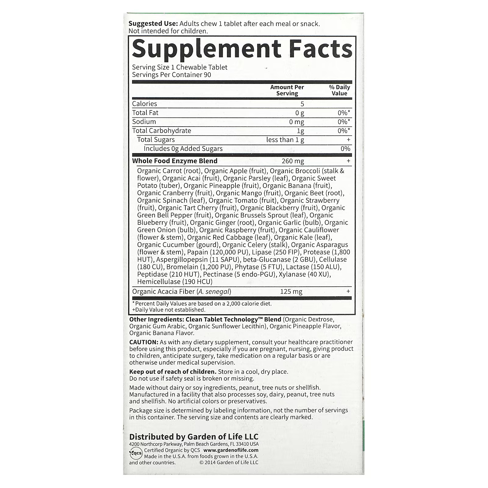 2 X Garden of Life, Dr. Formulated Enzymes, Organic Digest +, Tropical Fruit Fla
