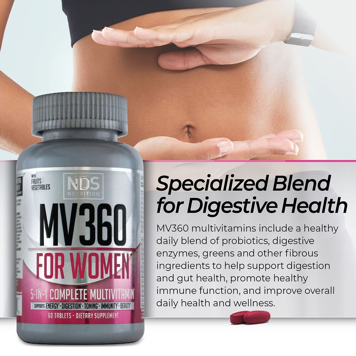 NDS Nutrition MV360 For Women, 5-in-1 Complete Multivitamin for Women 60 Tablets