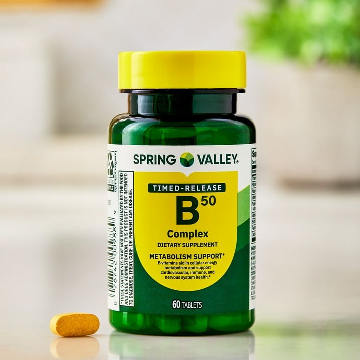 2 Pack Spring Valley Vitamin B-50 Complex Timed-Release Tablets 60 Count