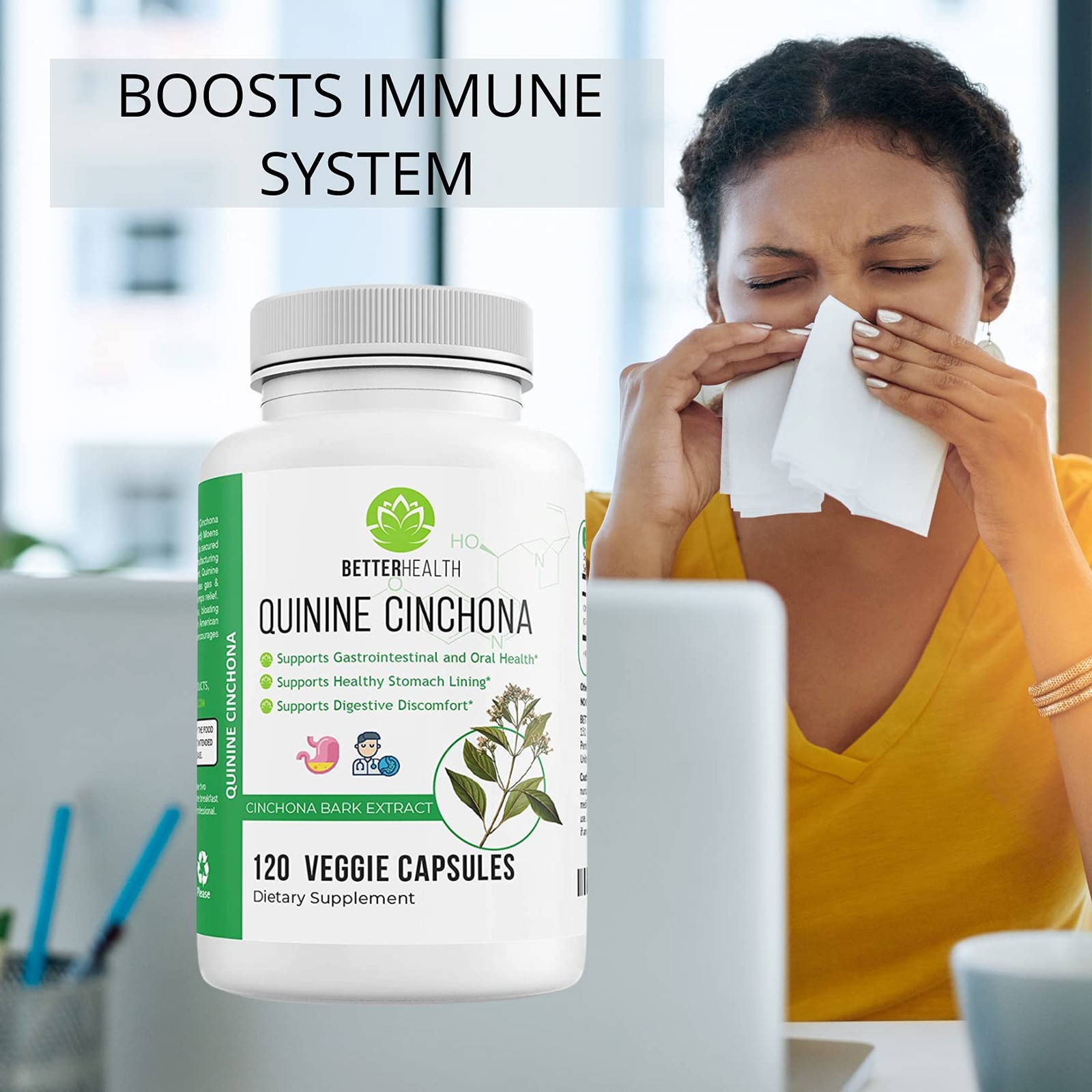 Better Health Quinine Cinchona Bark Extract Herbal Supplement For