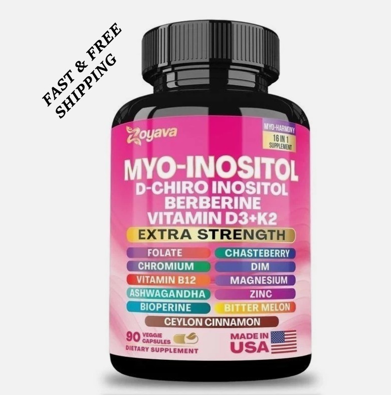 NEW Zoyava Myo-Inositol D-Chiro Inositol Berberine D3+K2 -90Caps – Free Shipping