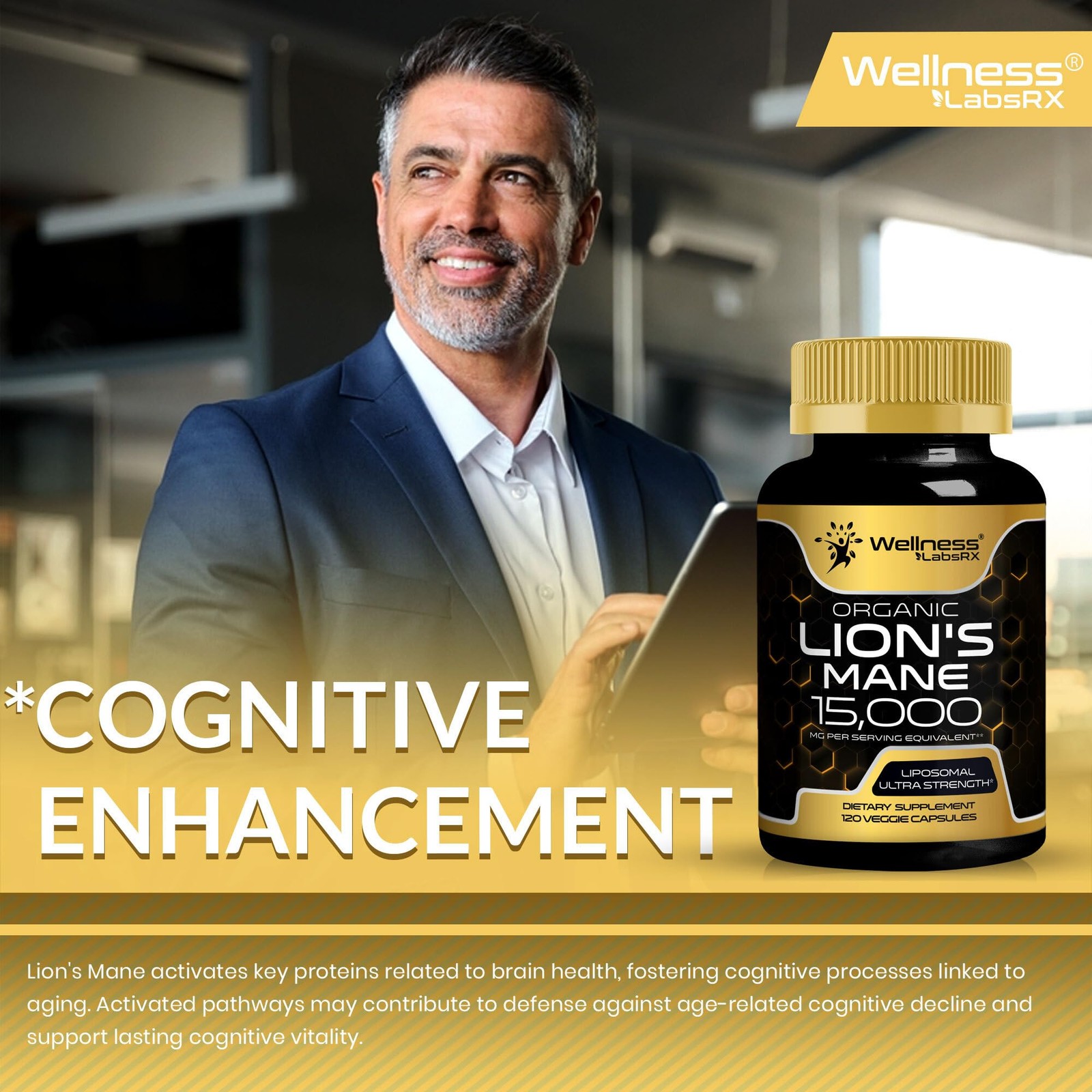 Organic Lions Mane Capsules – 120 Count for Memory, Focus, and Brain Health