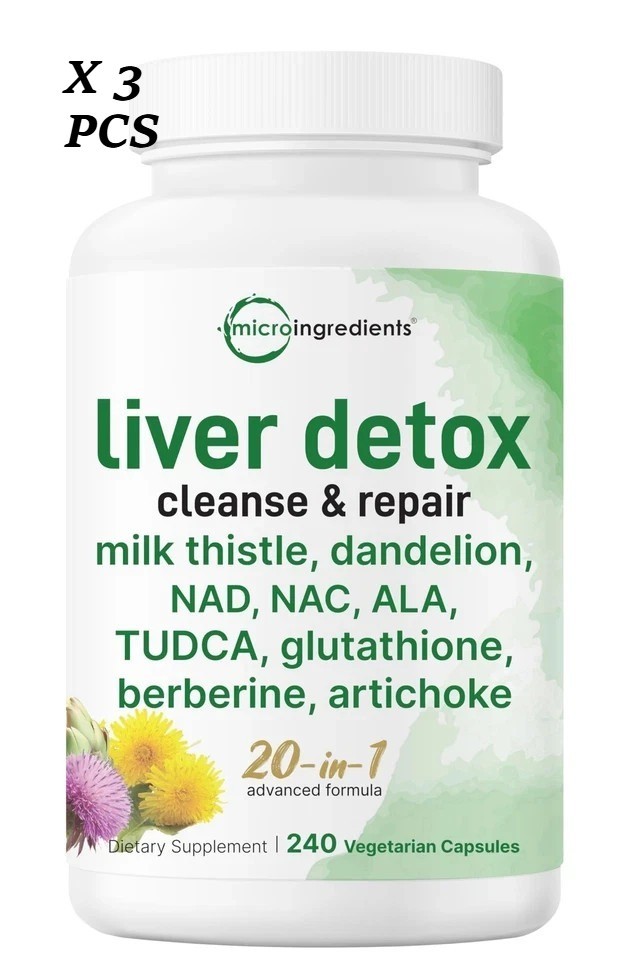 2 BOTTLES-Liver Detox, 240 Veggie Capsules|20-in-1 Advanced Complex Liver Clean