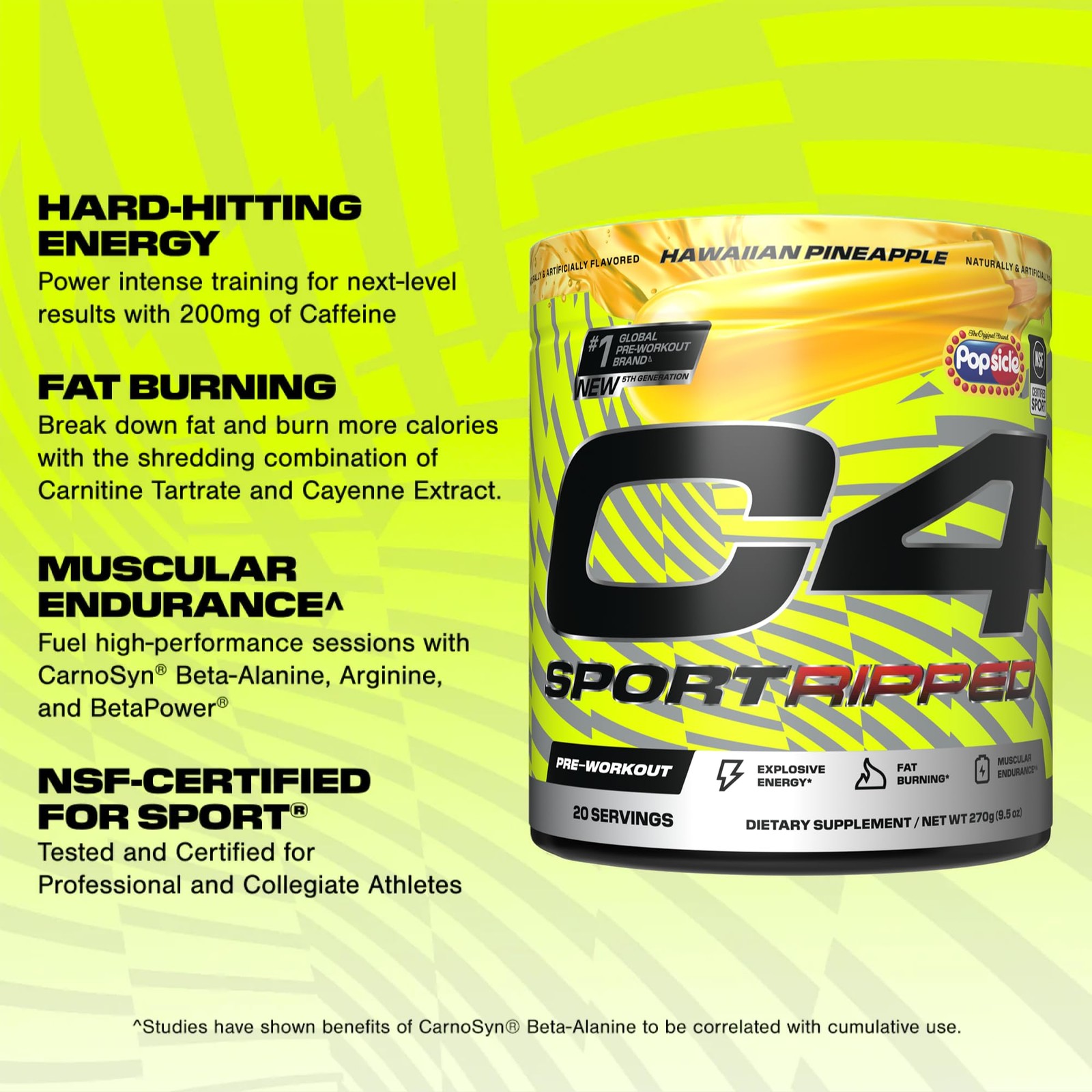 Ripped Sport Pre Workout Powder – NSF Certified for Sport – 200mg Caffeine + …