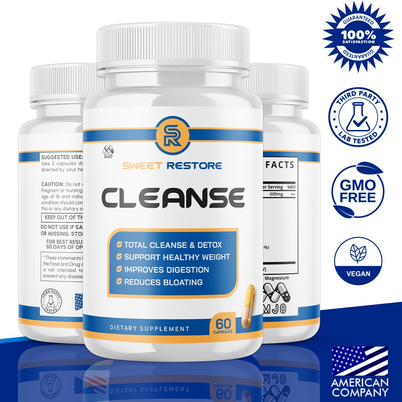 (3 Pack) Sweet Restore Cleanse Advanced Support Vitamin Supplement 180 Capsules