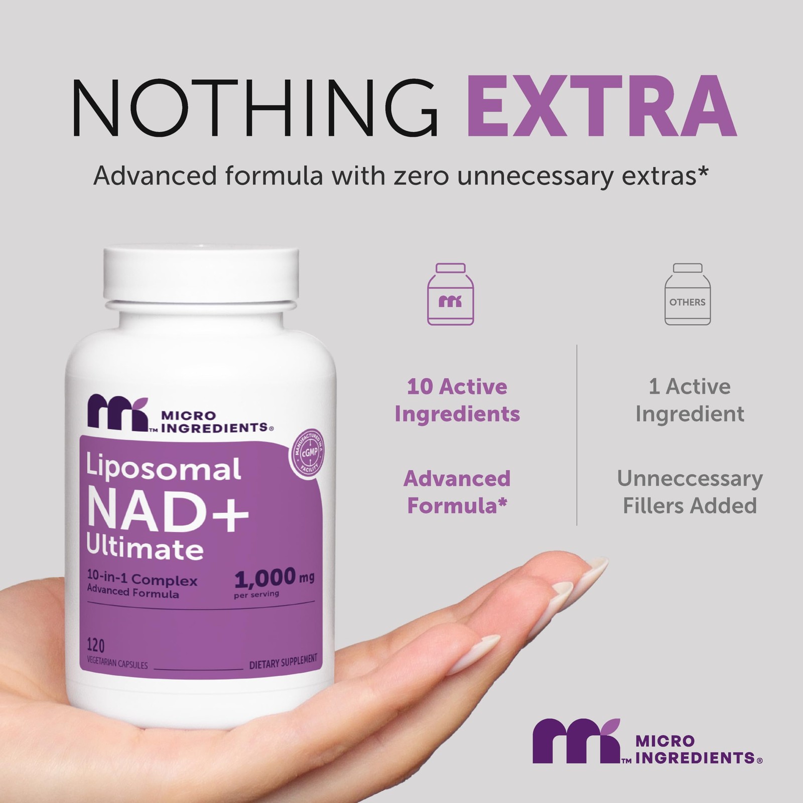 Micro Ingredients Liposomal NAD+ Ultimate Complex 1,000mg | 120 Veggie Capsul…