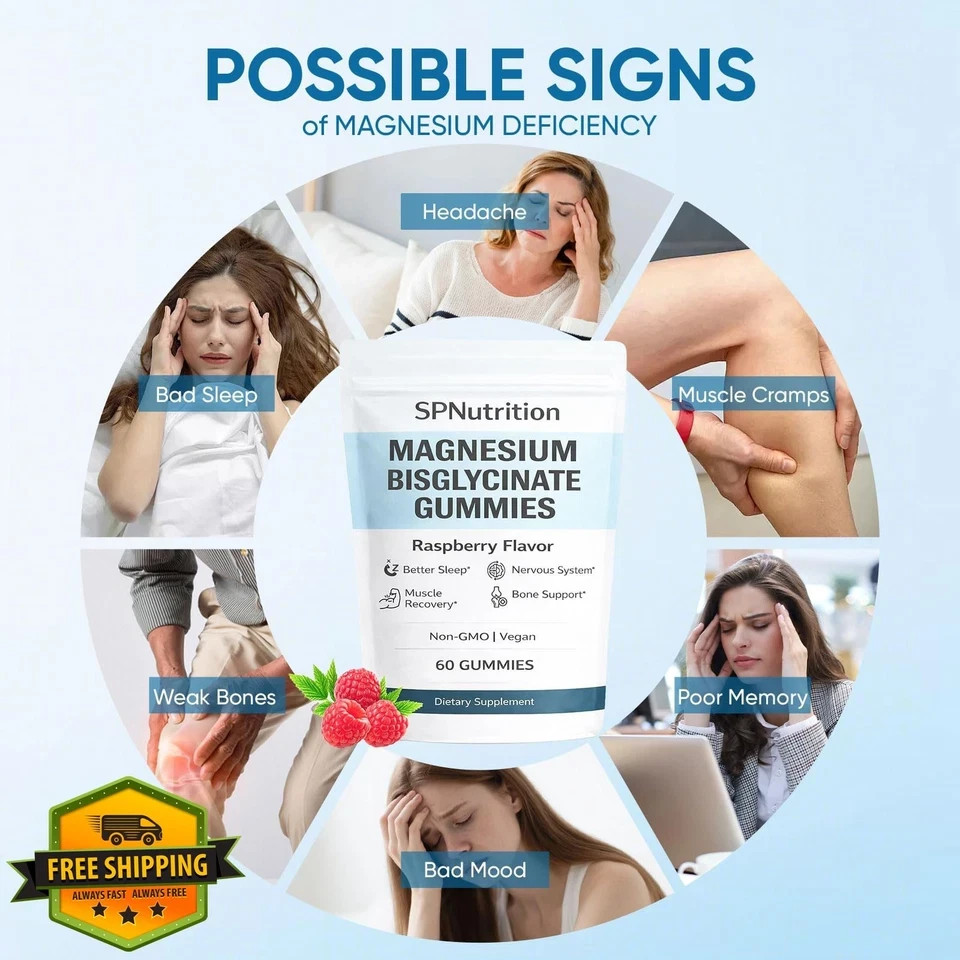 SPNutrition Magnesium Bisglycinate Gummies (60) Raspberry Flavor SEALED +GIFT