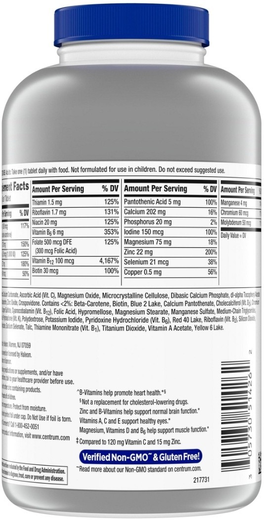 2 Pack Centrum Silver Men 50+, 275 Tablets Multivitamin Multimineral Supplement