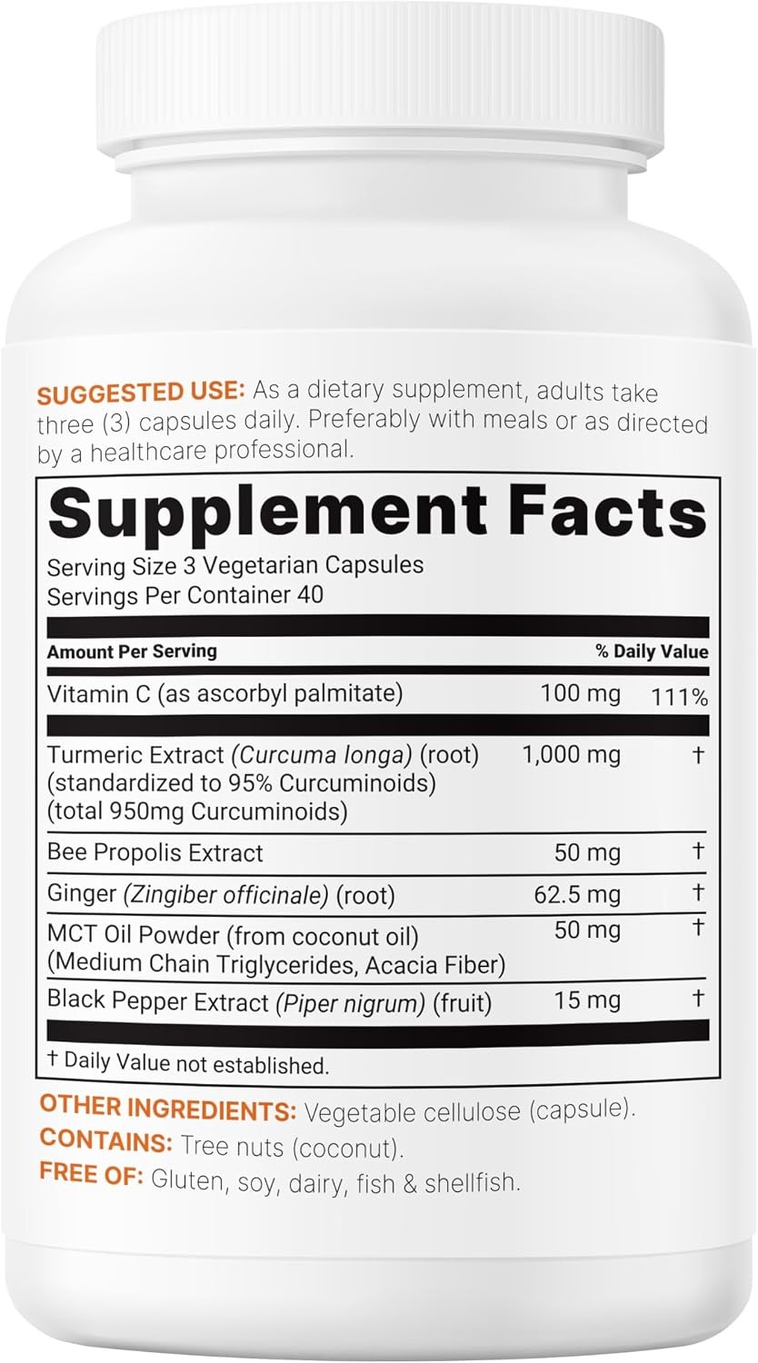 Turmeric Curcumin 1000mg 120 Capsules 95% Curcuminoids Ginger Black Pepper