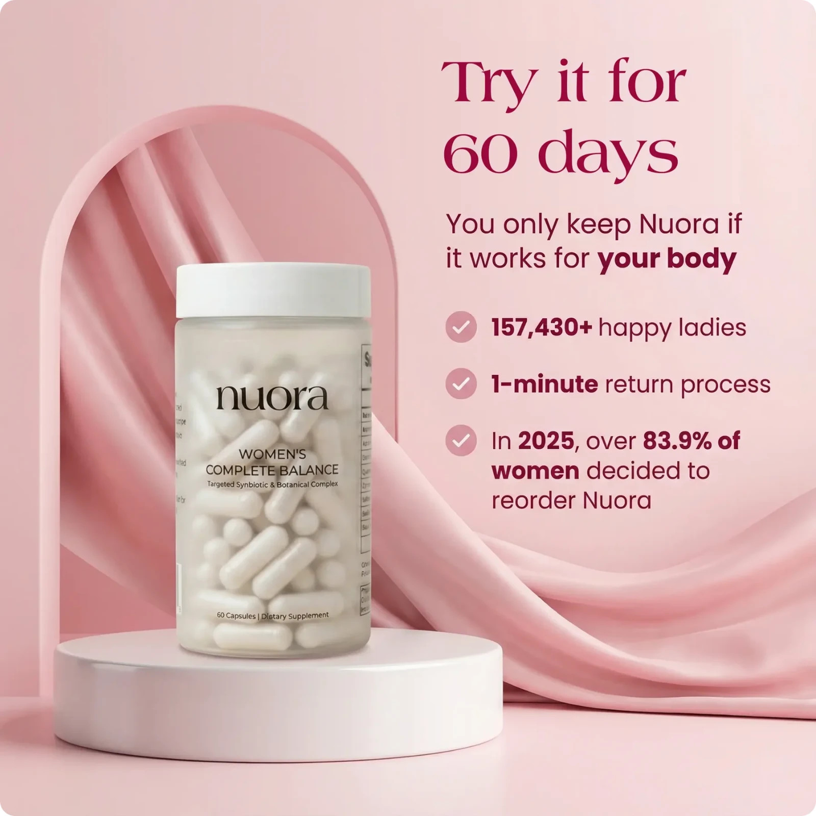Nuora Gut Ritual Women’s Complete Balance Synbiotic 60 Capsules Gut Health