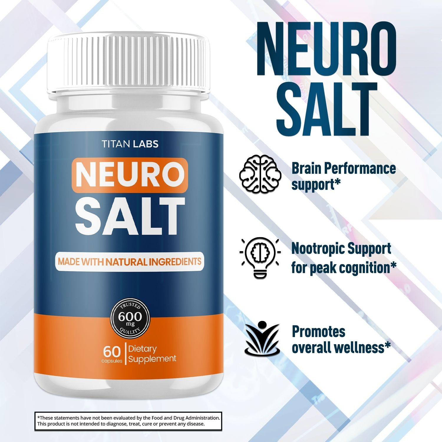 (2 Pack) Neuro Salt Nootropic All Natural Brain Supplement NeuroSalt 120 Capsule