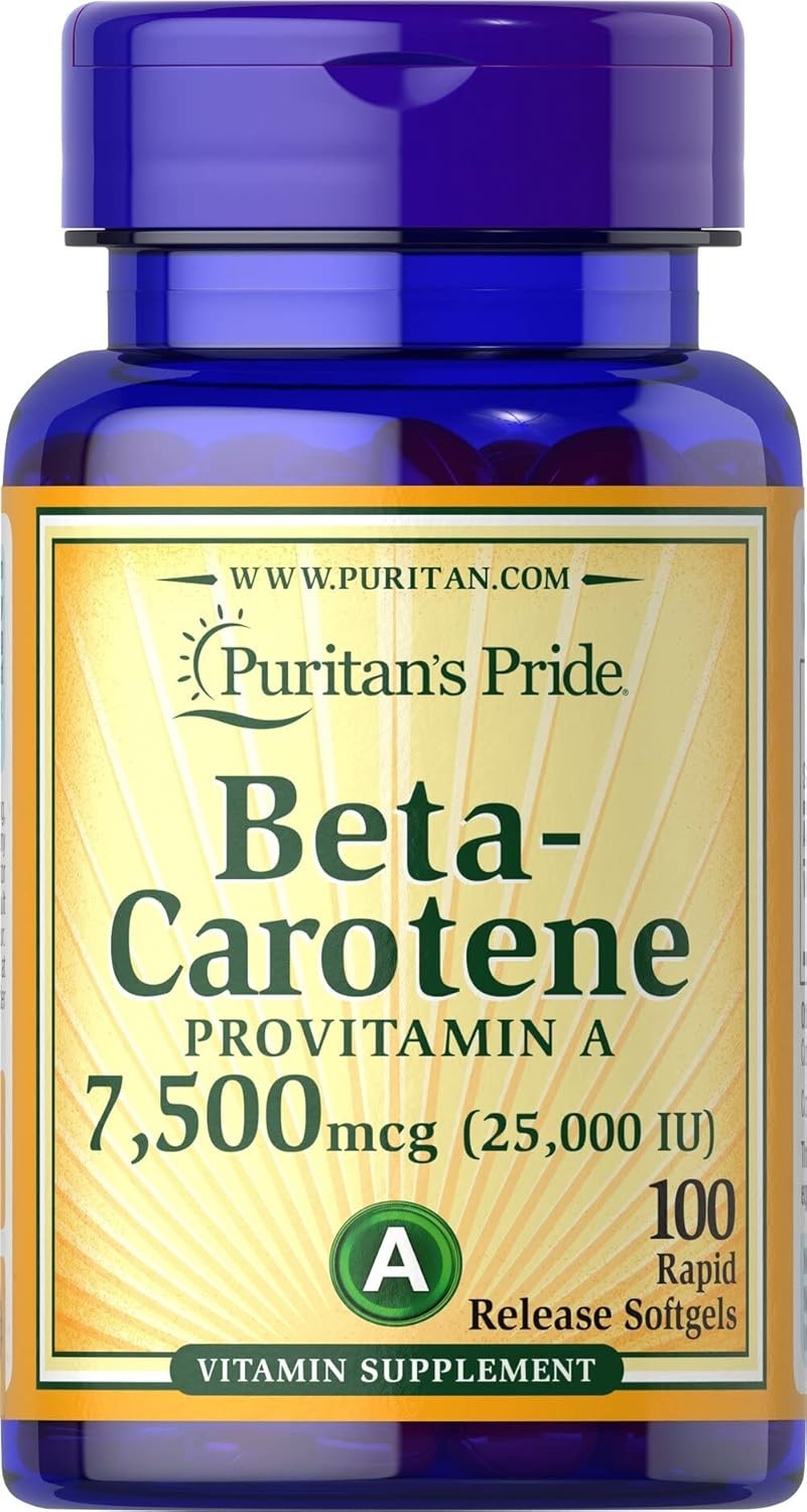 Puritan’s Pride Beta Carotene Provitamin A 7,500mcg 100 Count (Pack of 1)
