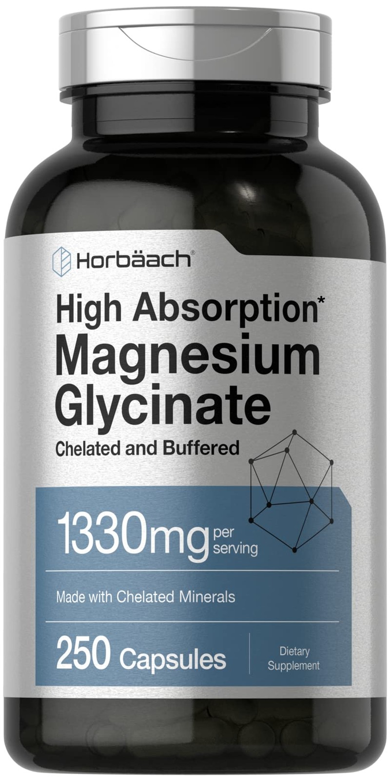 Horbaach Magnesium Glycinate 1330mg | 250 Capsules 250 Count (Pack of 1)