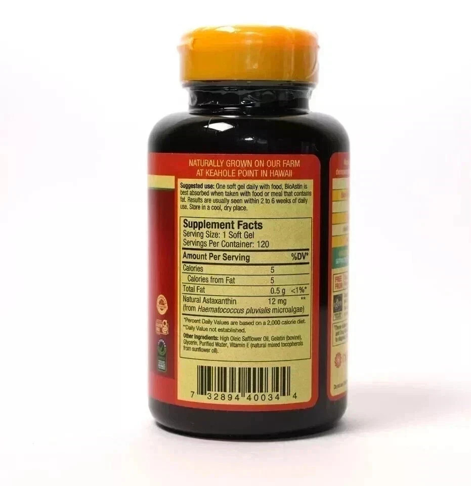 BioAstin Hawaiian Astaxanthin 12 mg – 120 Softgels | Exp 02/2028 (2 Pack)