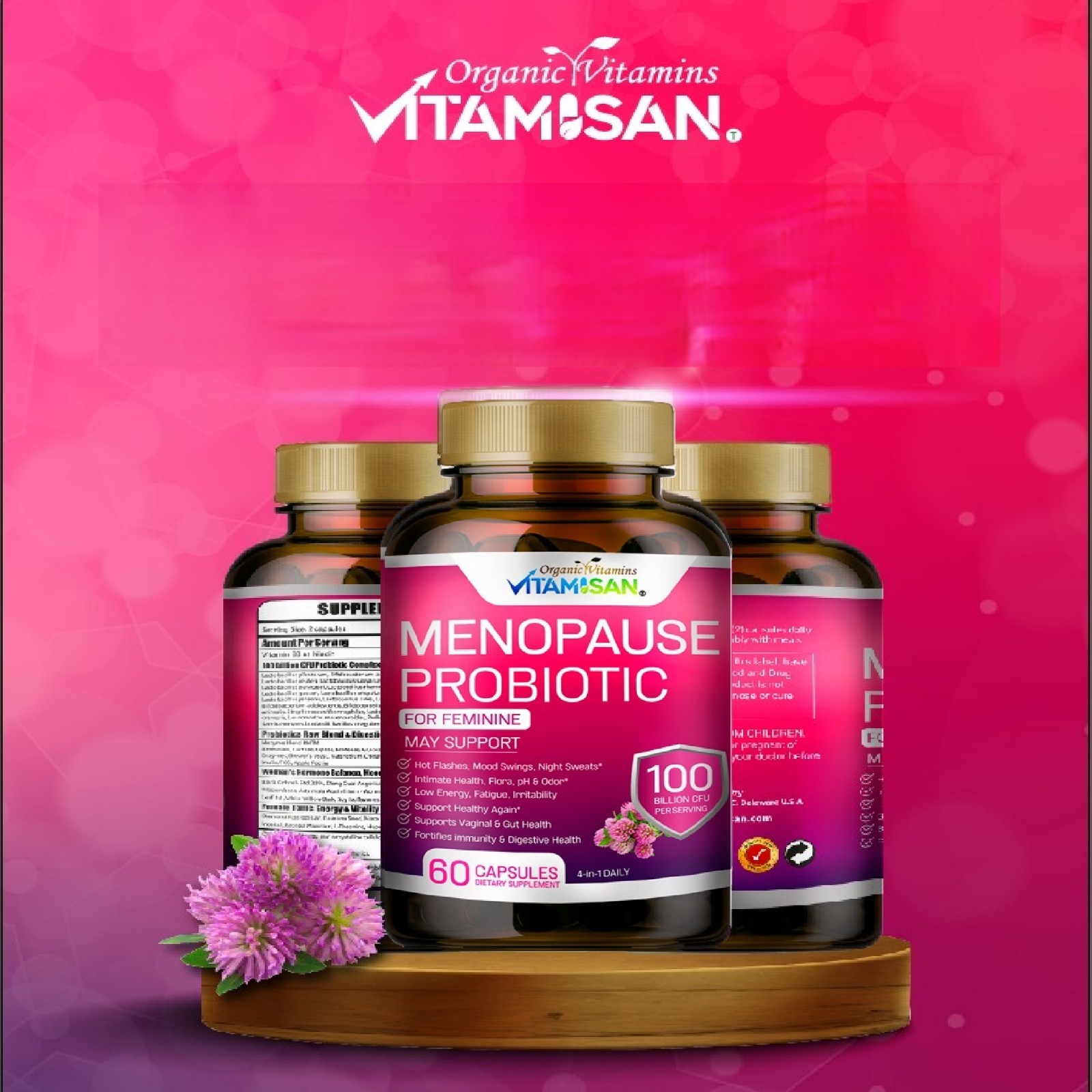 Vitamisan Menopause Probiotic (2 Bottles) | Natural Hormonal Support | 120 Caps