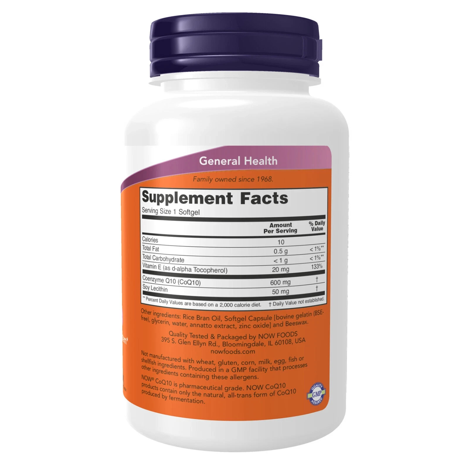 NOW Foods CoQ10 600mg with Vitamin E, 60 Softgels