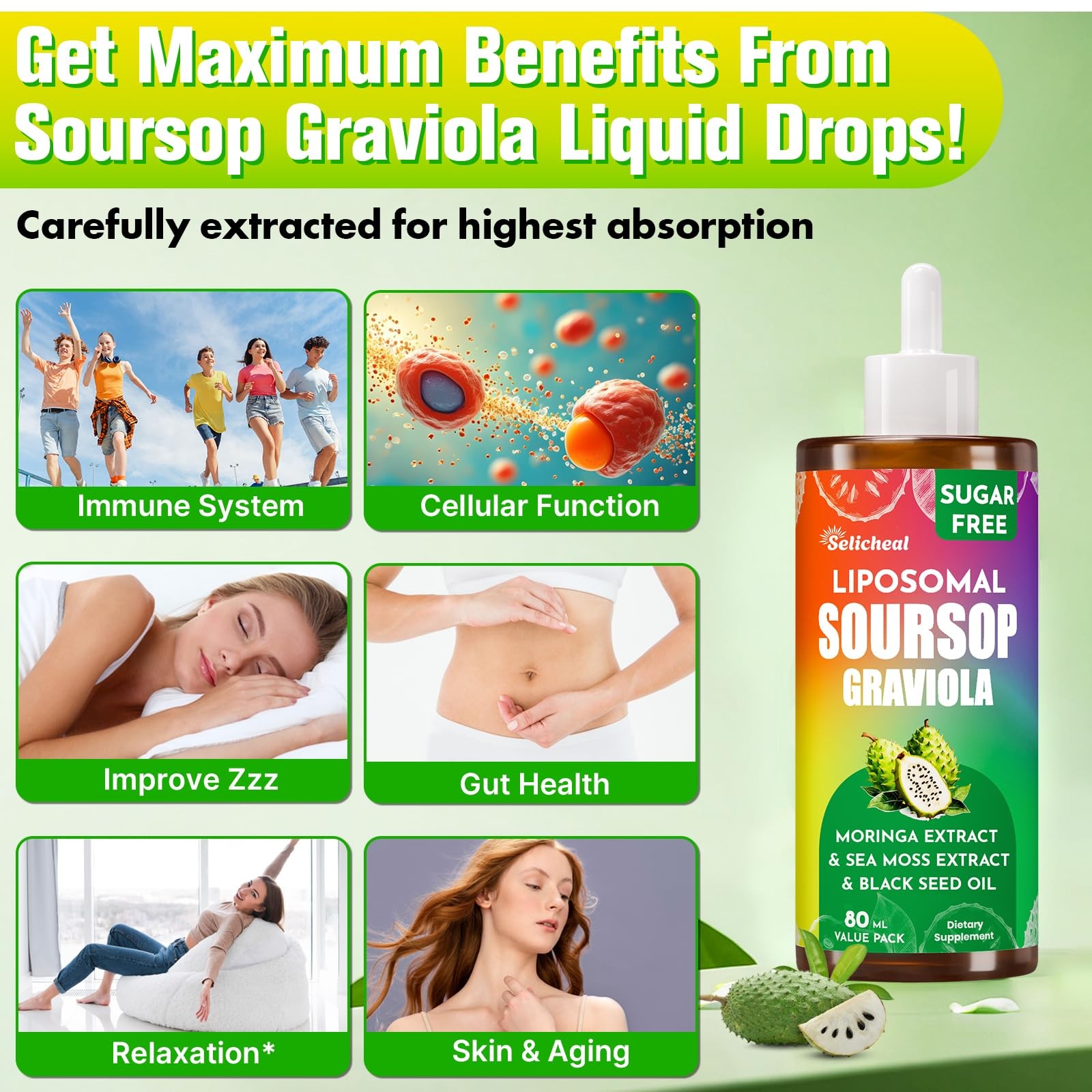 Soursop Bitters Liquid 880MG, Multivitamin 2.8 Fl Oz (Pack of 2)