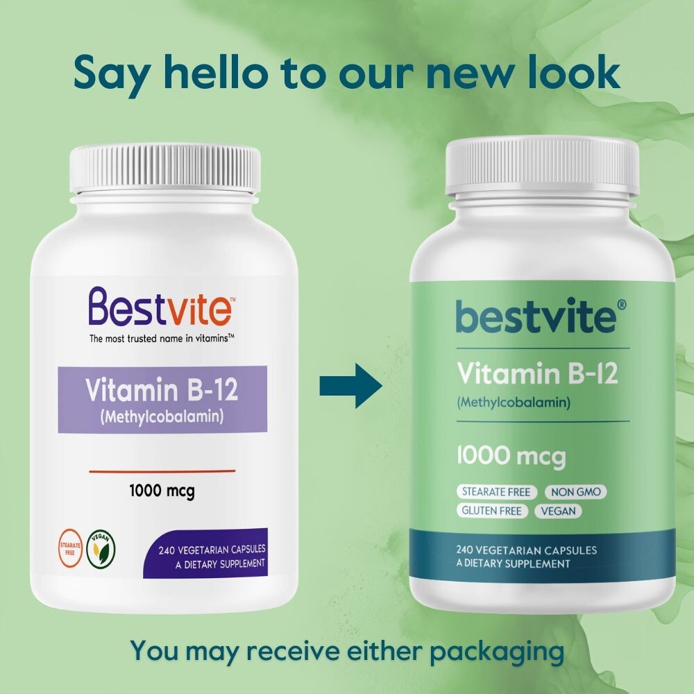 Bestvite Vitamin B12 (Methylcobalamin) 1000mcg (240 Vegetarian Capsules)