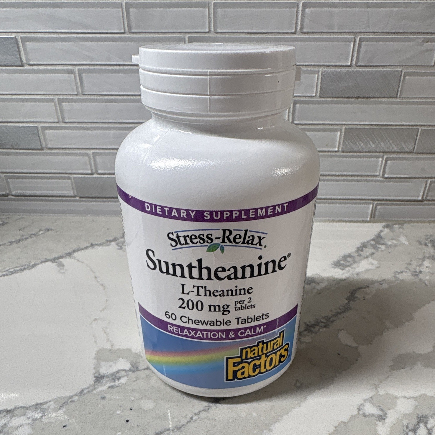 *NEW* Natural Factors Stress-Relax Suntheanine L-Theanine 200mg Chewable 60 Tabs