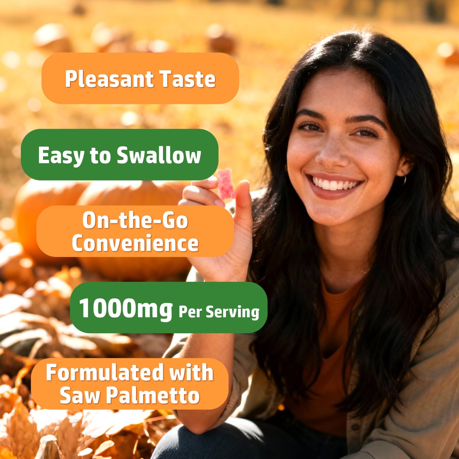 MEENCCD Pumpkin Seed Oil Gummies with Saw Palmetto, Pumpkin Seed Oil for Hair