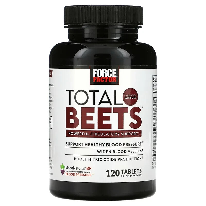 Force Factor Total Beets, Powerful Circulation Support, 120 Tablets ( 2 Bottles)