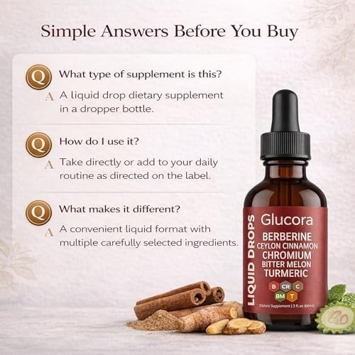 Glucora Berberina Liquida,Glucora Ceylon Cinnamon 2 Fl Oz (Pack of 1), 1pcs
