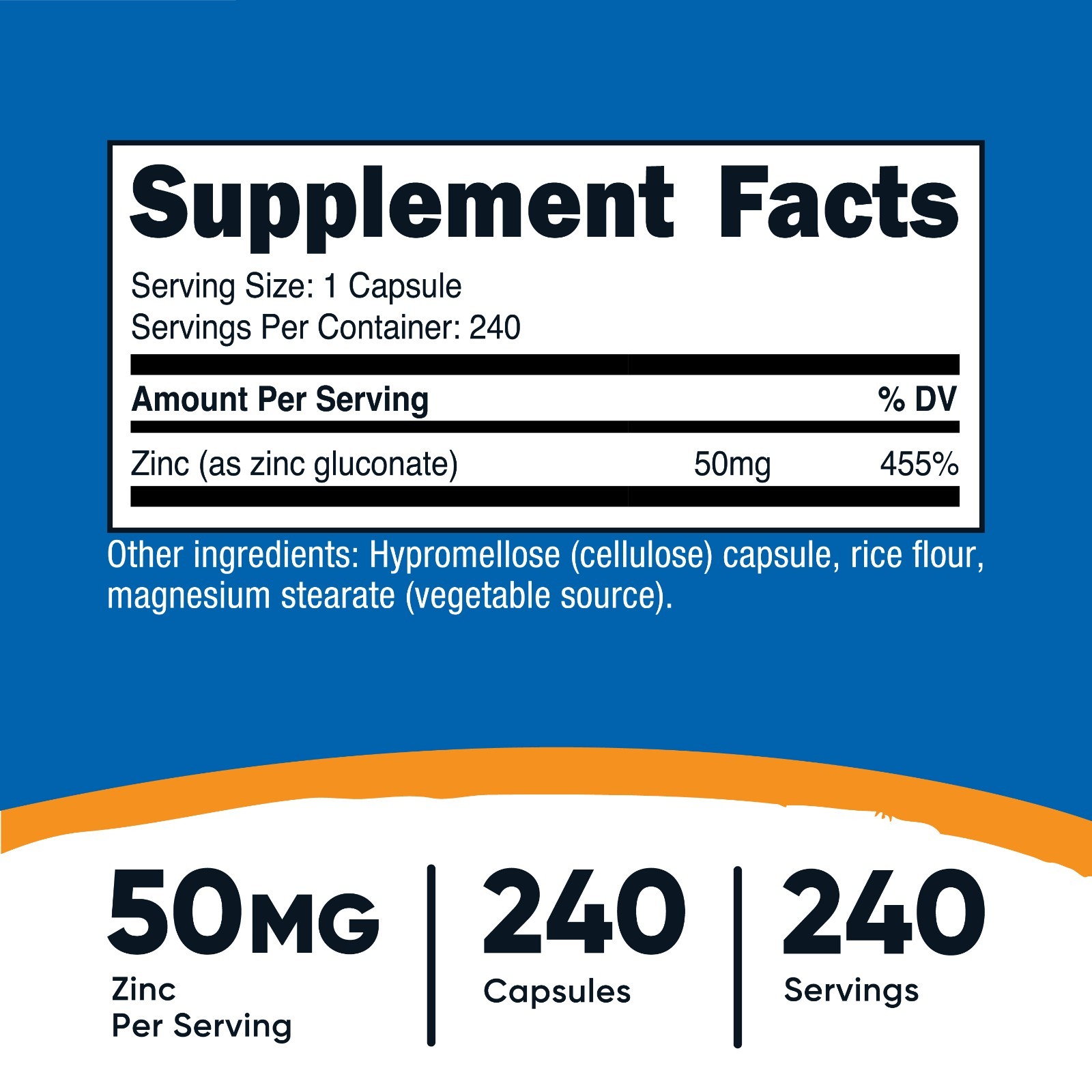 Nutricost Zinc Gluconate 240 Vegetarian Capsules (50mg), Gluten Free and Non-GMO
