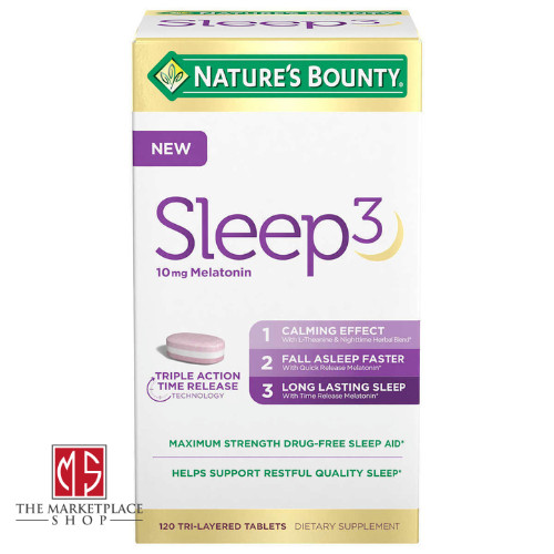 Nature’s Bounty Sleep3 10mg Melatonin, 120 Tablets Triple Action, Exp. 10/2024