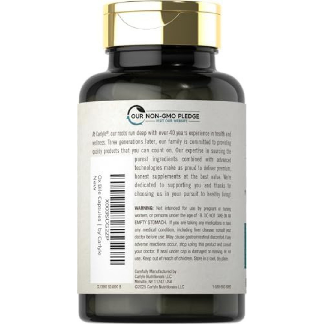 Ox Bile Supplement 500Mg 60 Capsules Digestive Enzyme Non-Gmo & Gluten Free by H