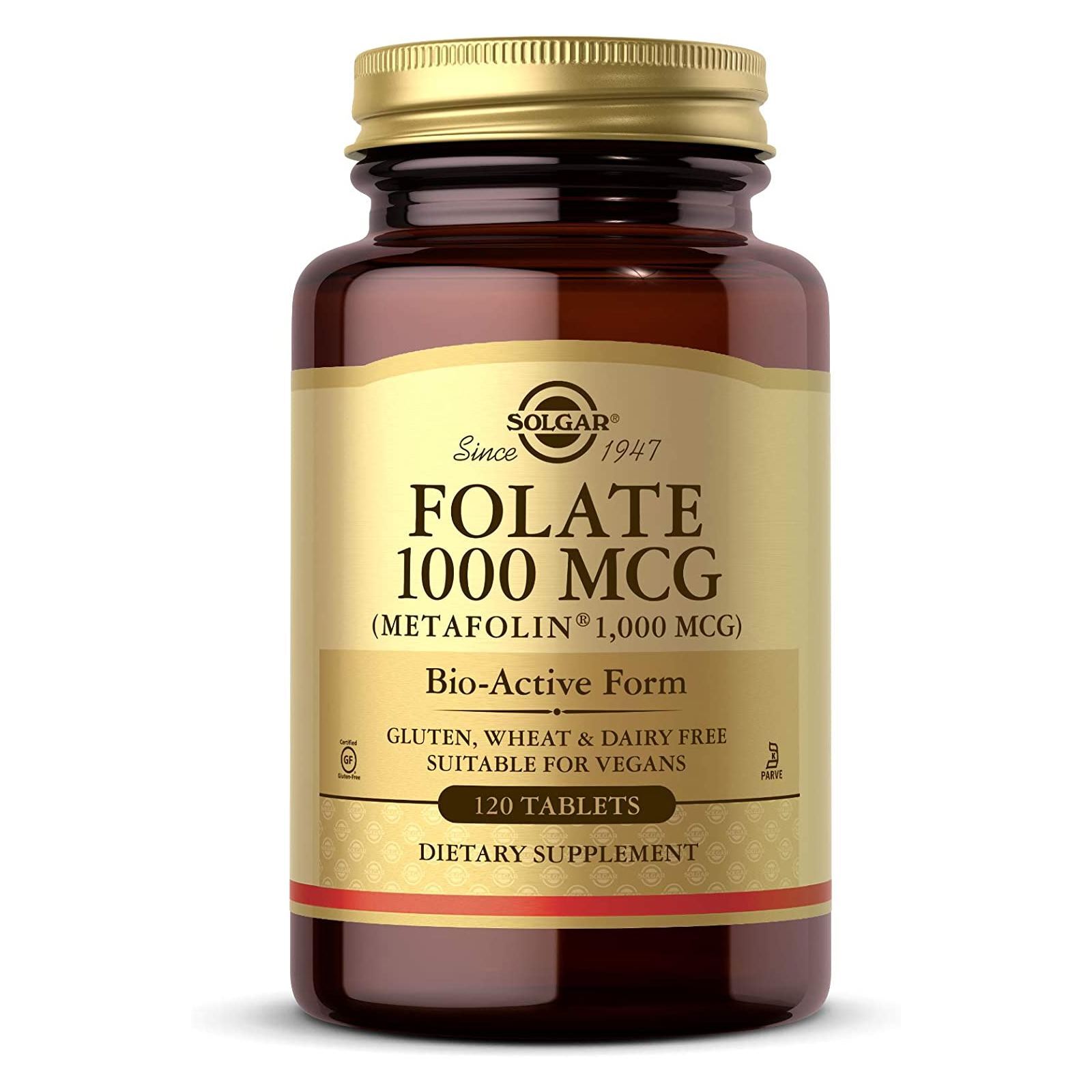 SOLGAR Folate 1000 mcg Metafolin 1000 mcg 120 Tablets