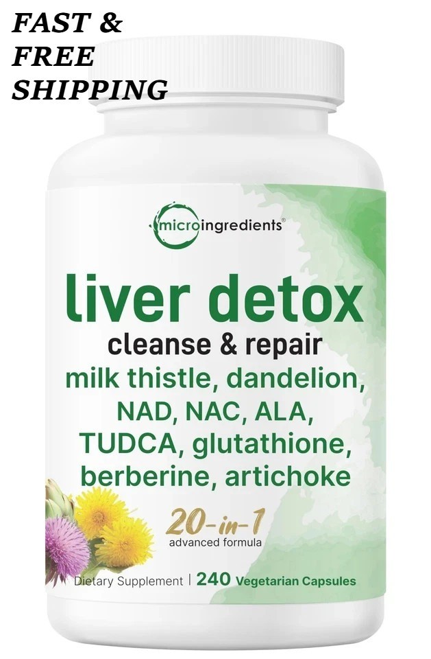 2 BOTTLES-Liver Detox, 240 Veggie Capsules|20-in-1 Advanced Complex Liver Clean