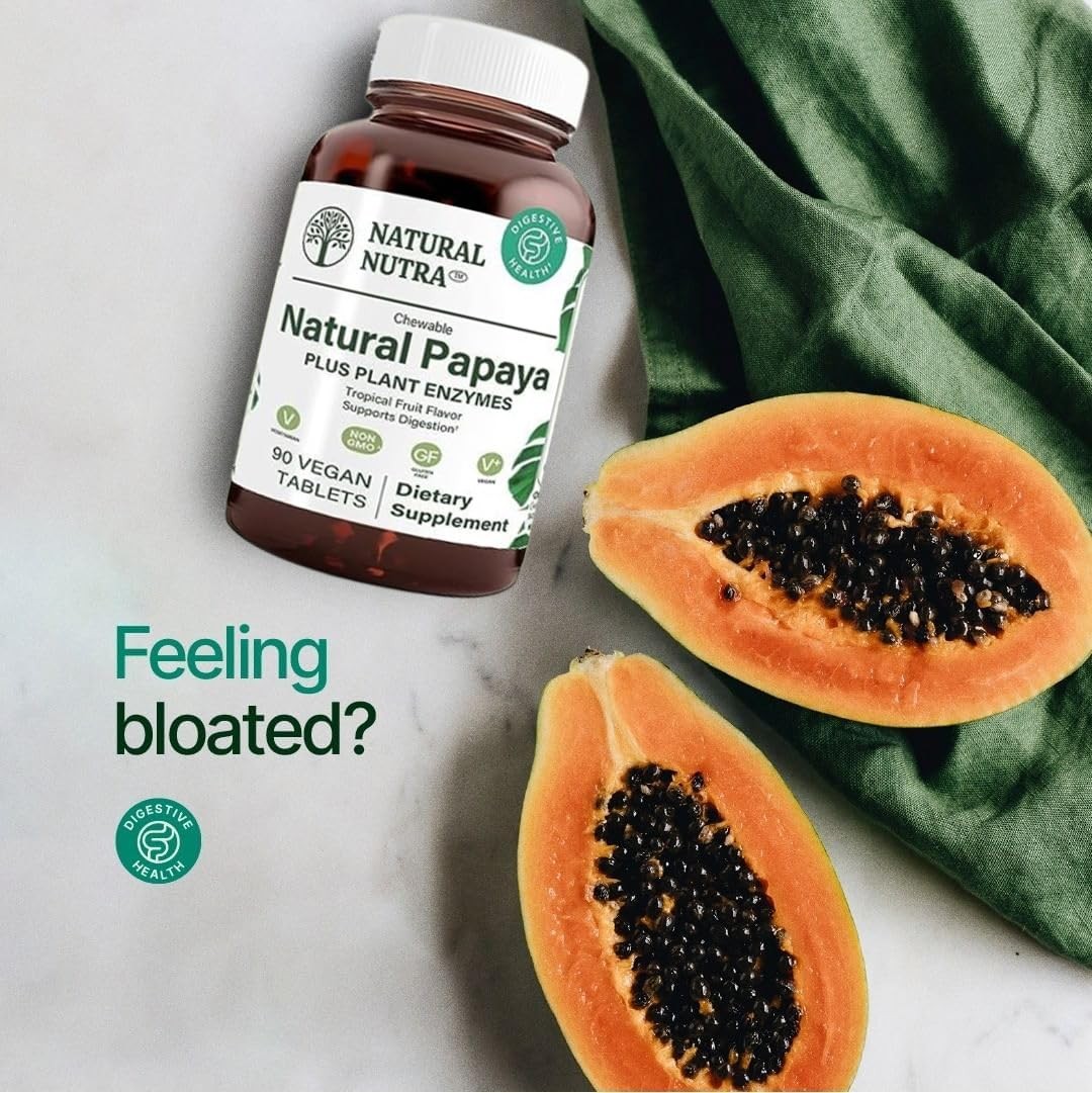 Natural Nutra Papaya Chewable Enzymes For Digestion And Body Cleanse – Supports