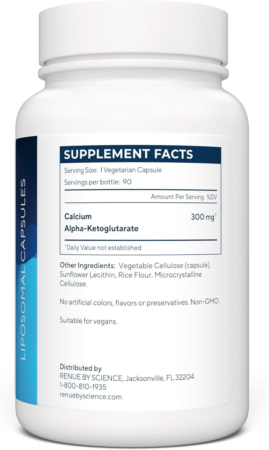 RENUE By Science CaAKG-Calcium Alpha-Ketoglutarate-(Liposomal) Supplement 300 mg