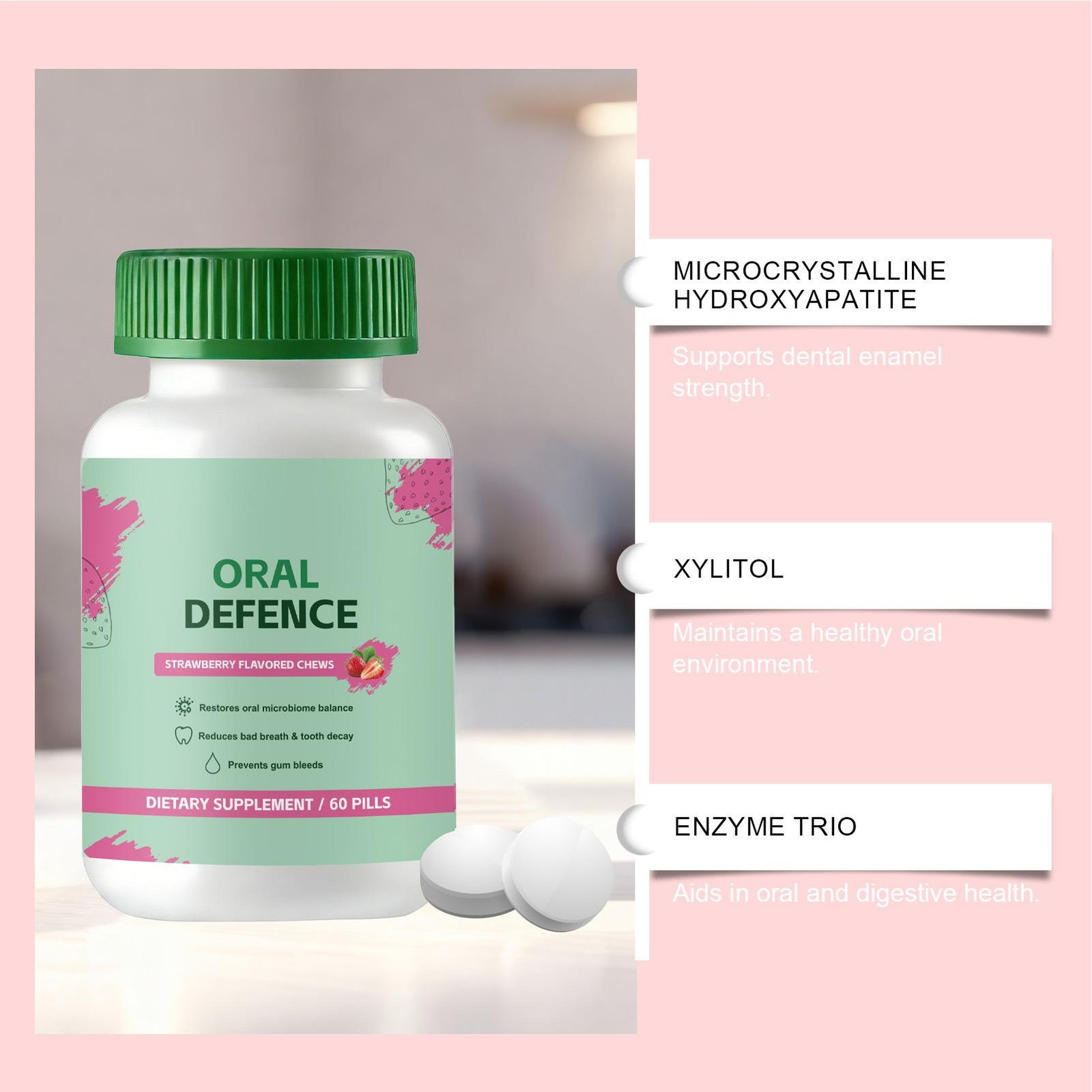 Oracare Oral Defence – Oral Probiotics Supplement ideal for Fresh Breath, Teeth